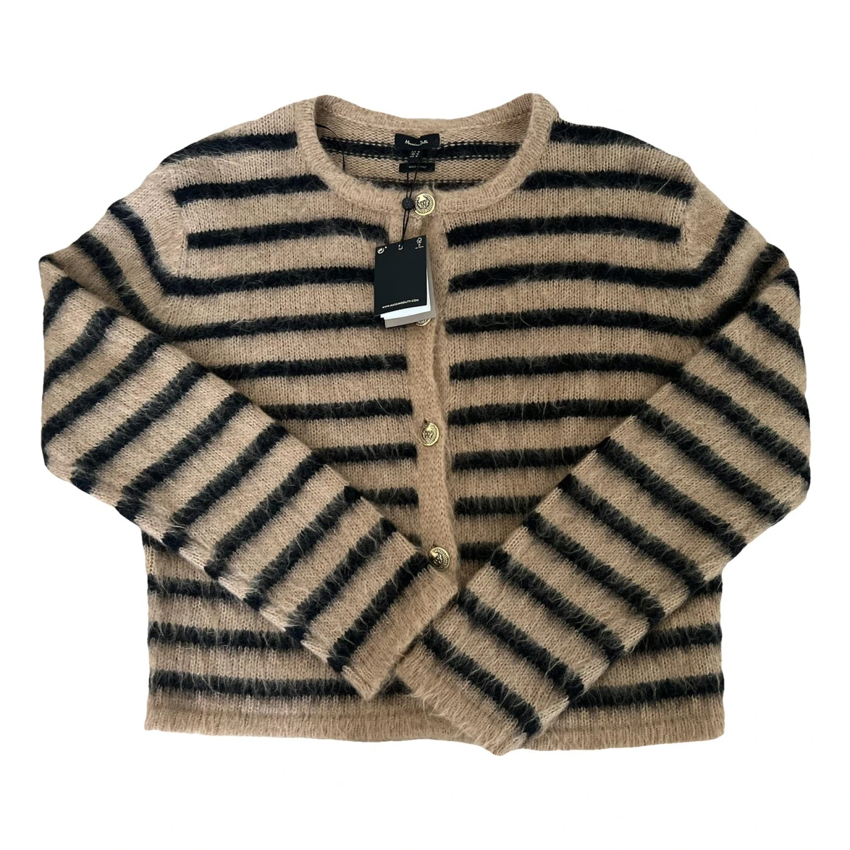 Pre-owned Massimo Dutti Wool Cardigan In Camel