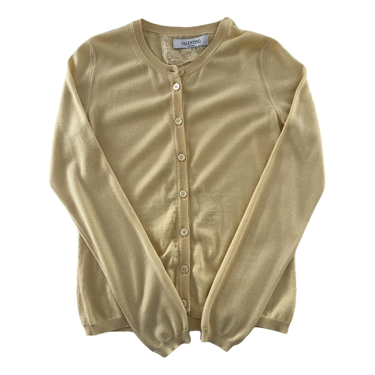 Pre-owned Valentino Cashmere Cardigan In Yellow