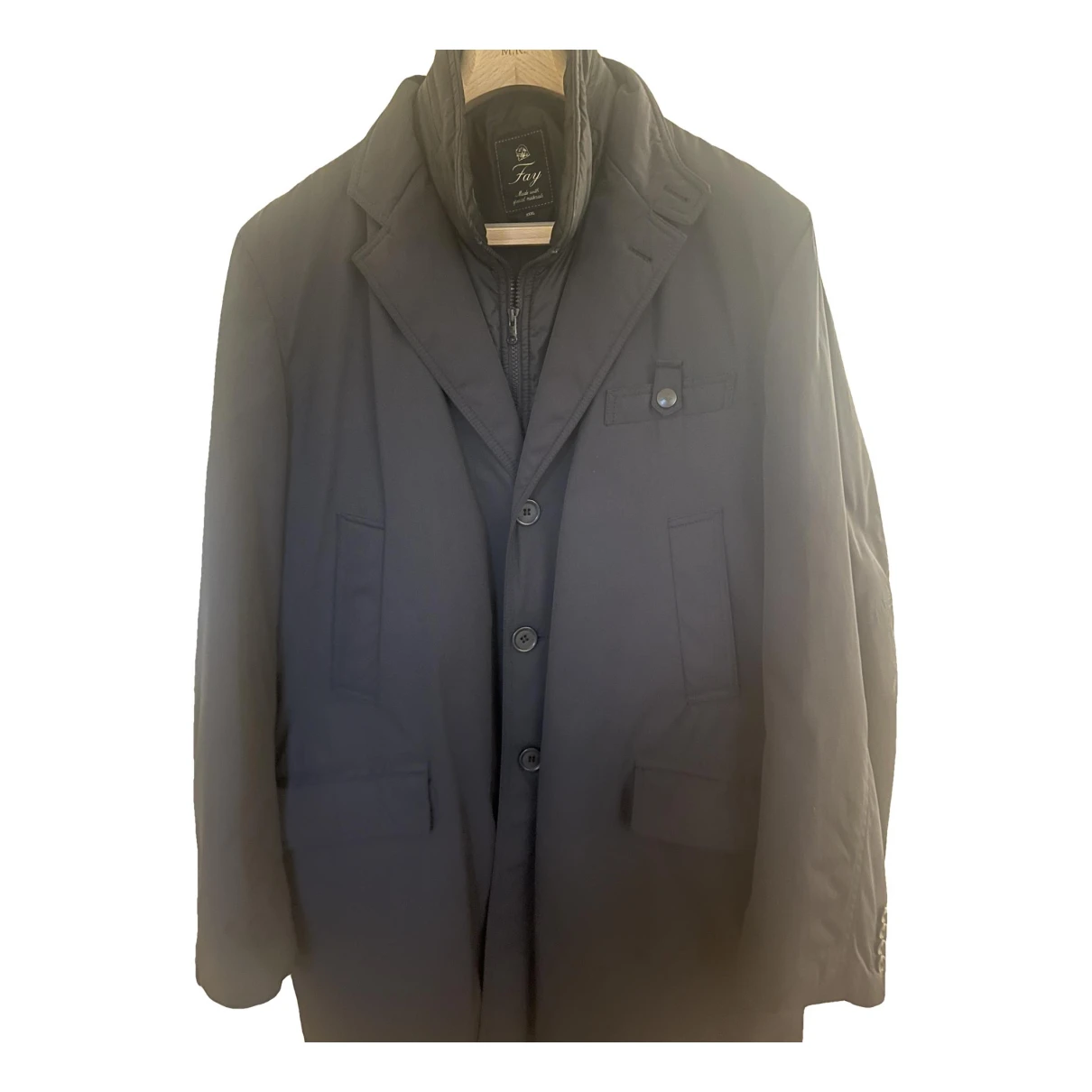 Pre-owned Fay Cloth Peacoat In Blue