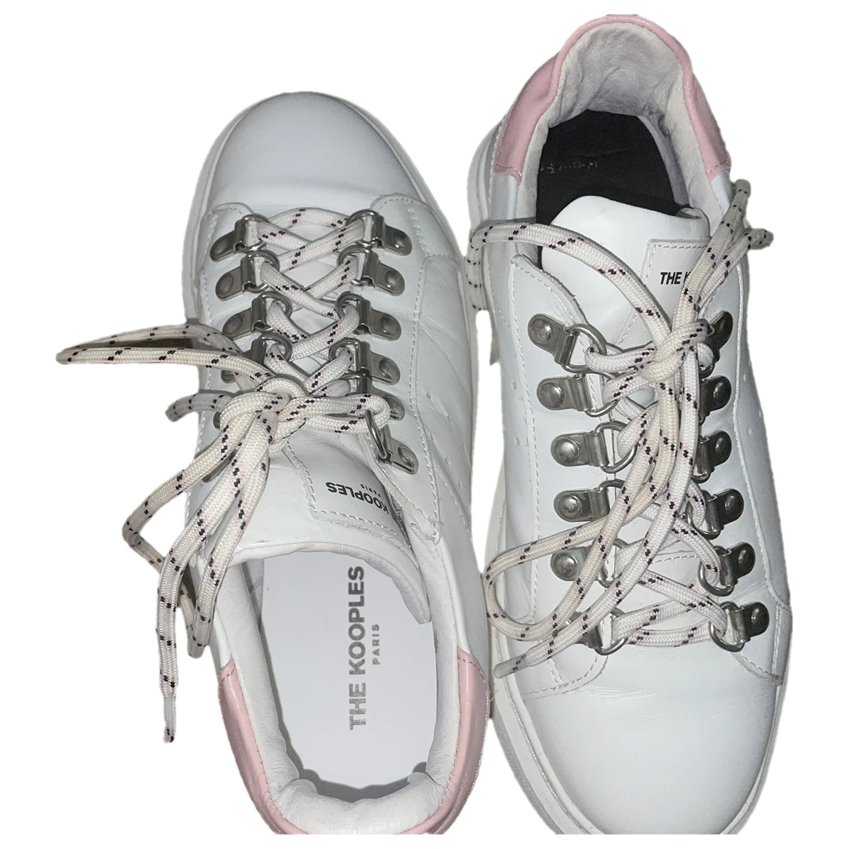 Pre-owned The Kooples Leather Trainers In White