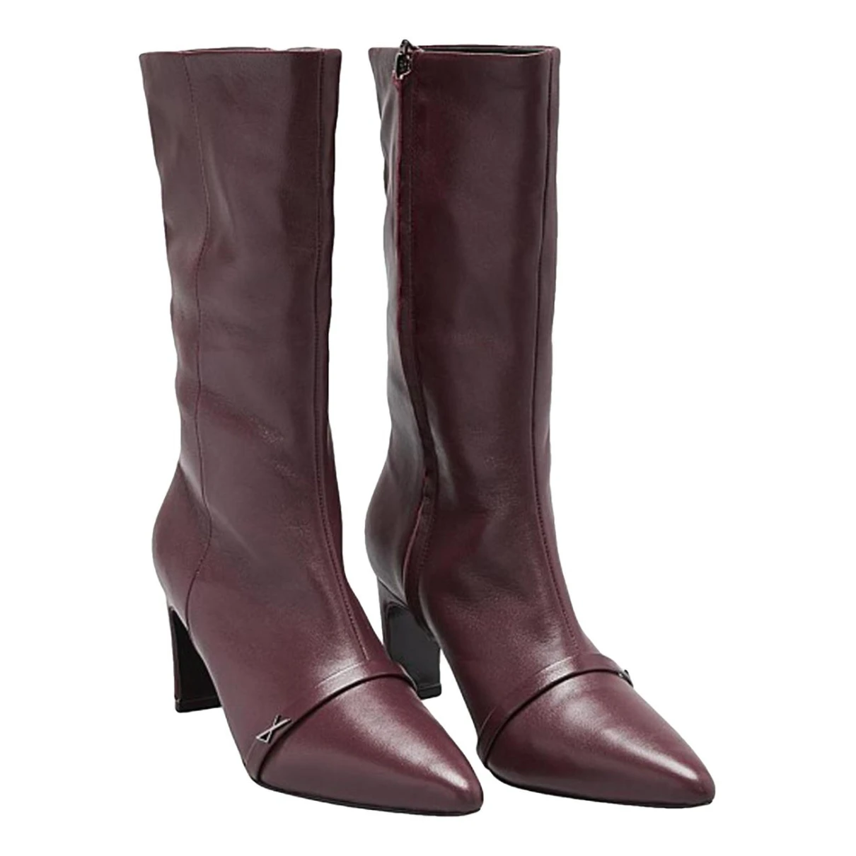 Pre-owned Ginger & Smart Leather Boots In Burgundy