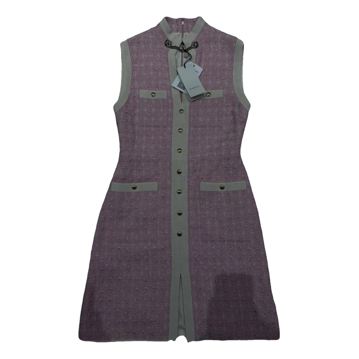 Pre-owned Gucci Tweed Mid-length Dress In Pink