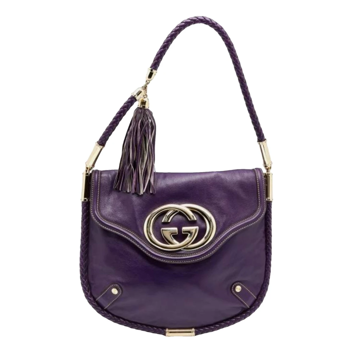 Pre-owned Gucci Britt Leather Handbag In Purple