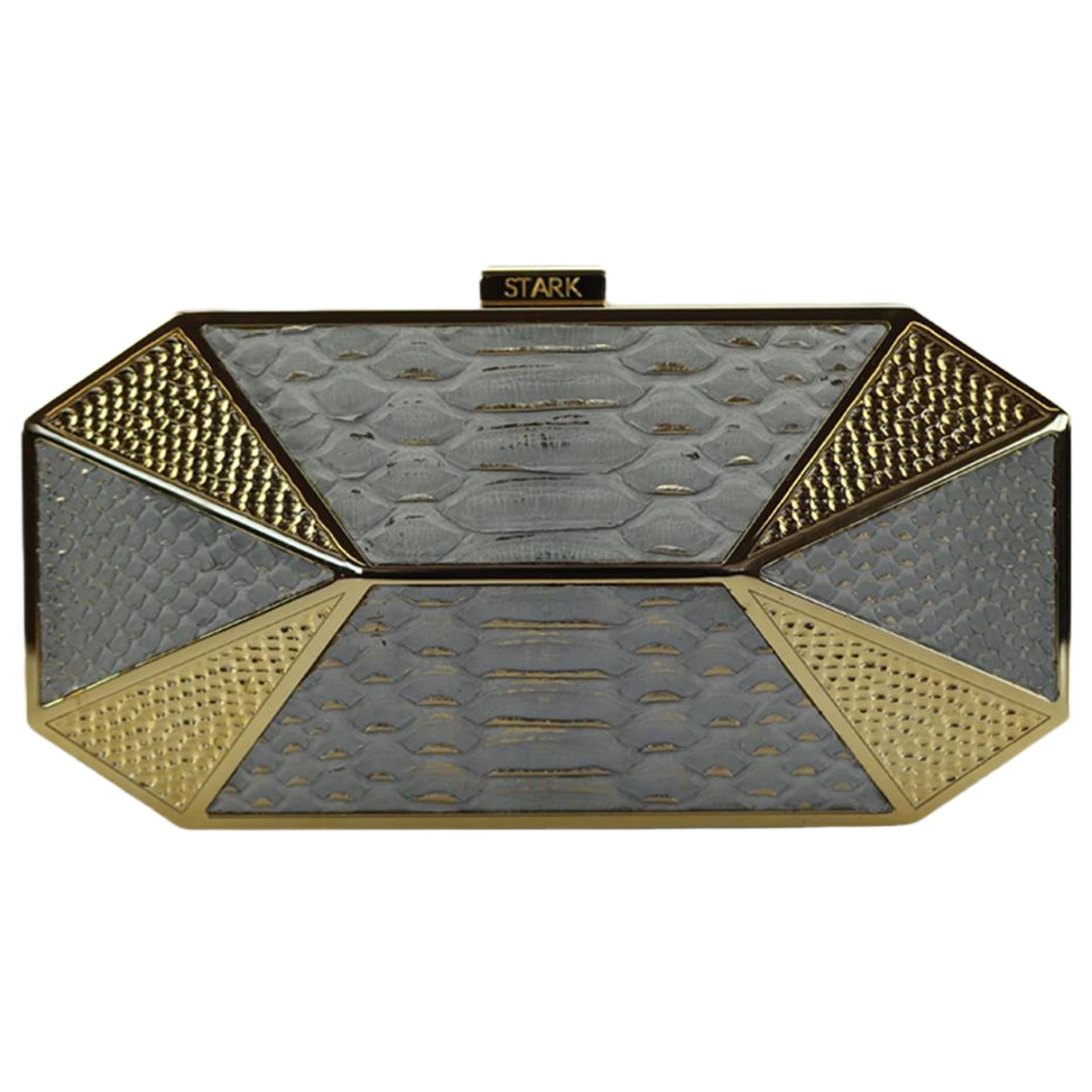 Pre-owned Stark Leather Clutch Bag In Grey