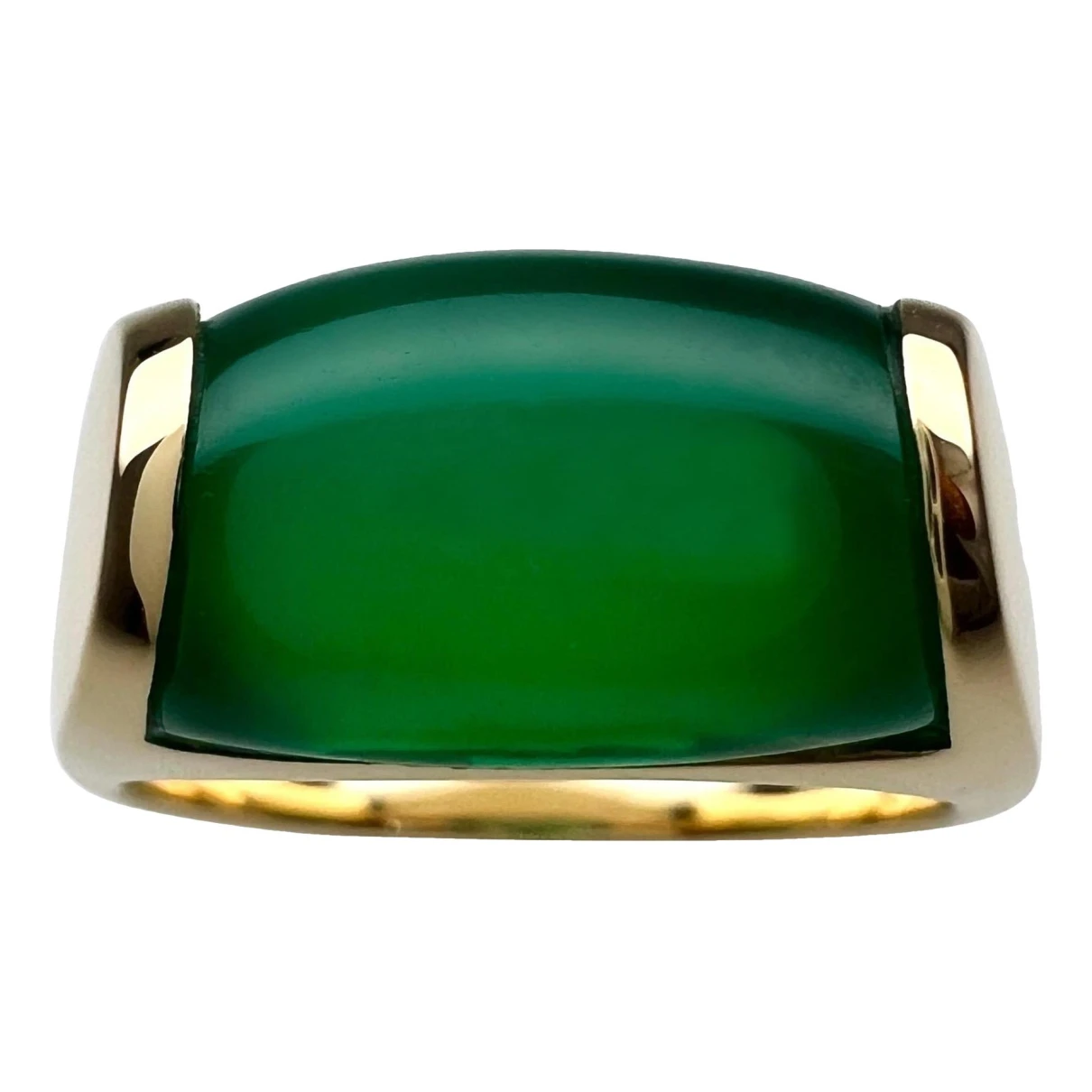 Pre-owned Bvlgari Tronchetto Yellow Gold Ring In Green