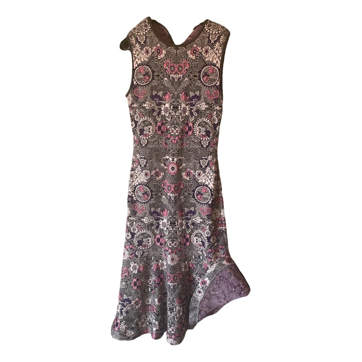 Pre-owned Alexander Mcqueen Silk Mid-length Dress In Multicolour