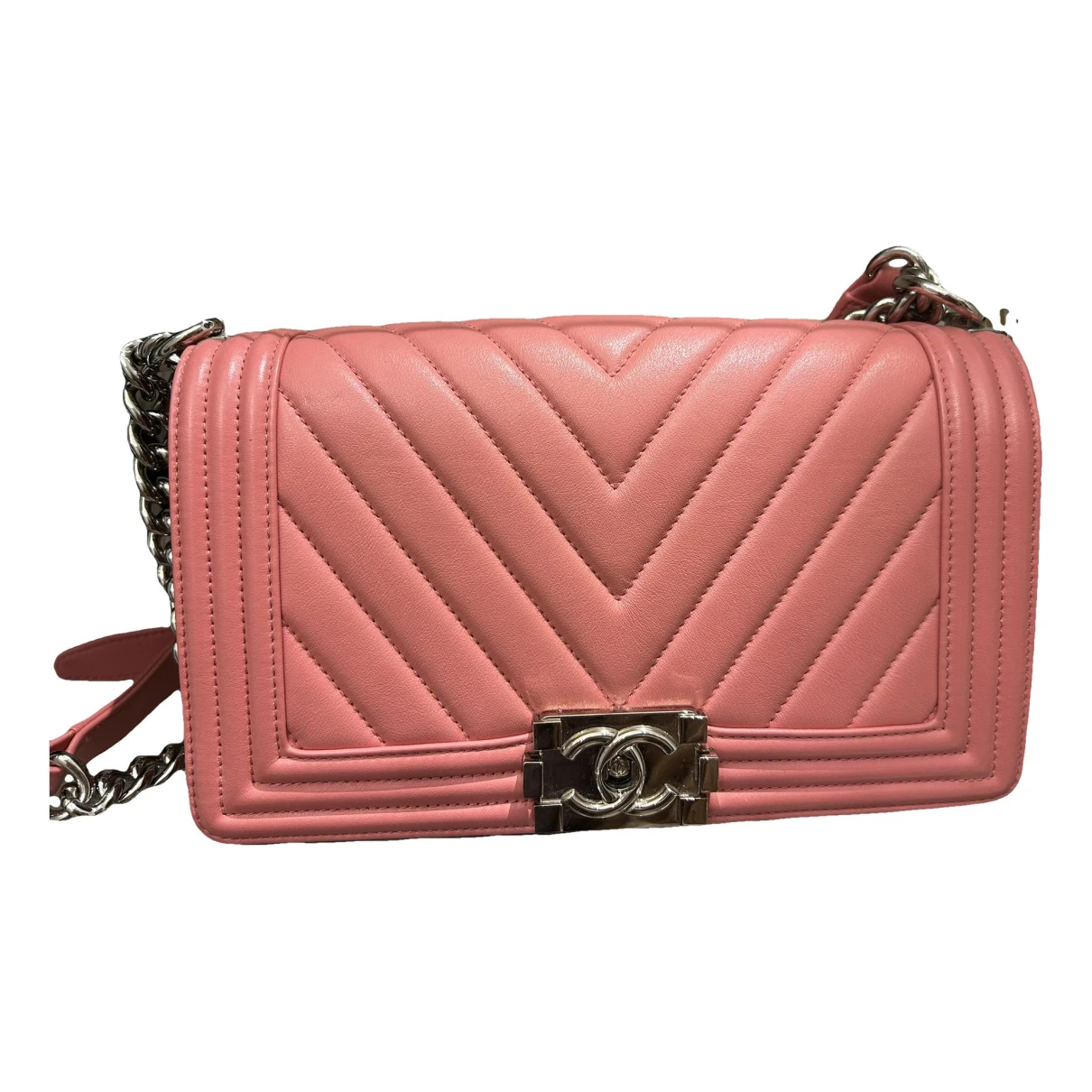 Pre-owned Chanel Boy Pony-style Calfskin Crossbody Bag In Pink