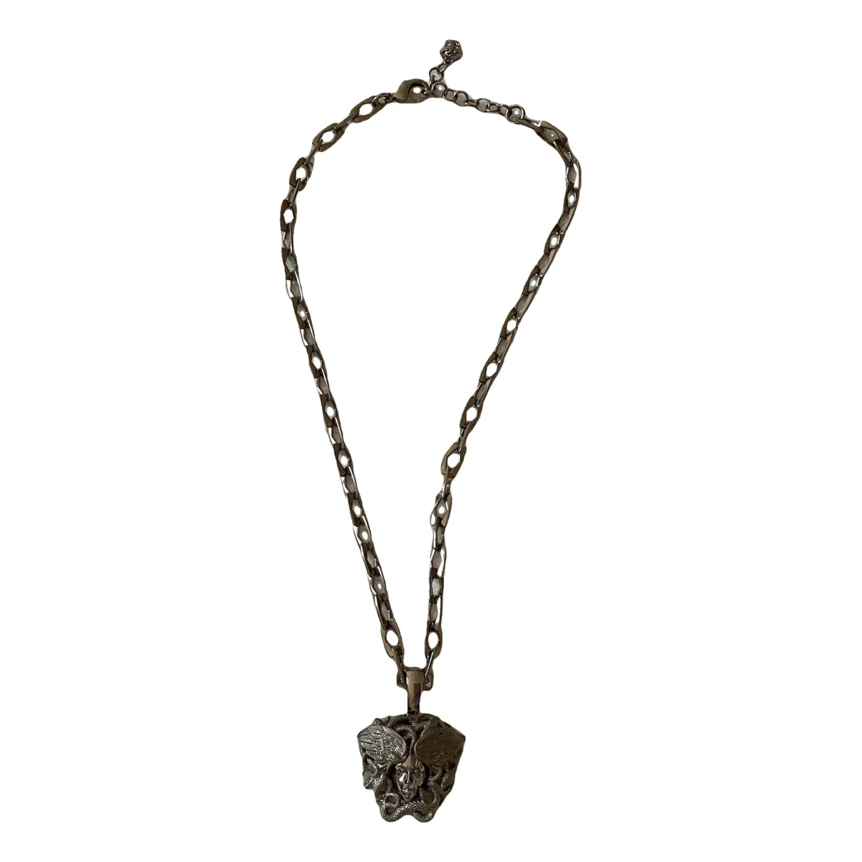 Pre-owned Versace Medusa Necklace In Metallic