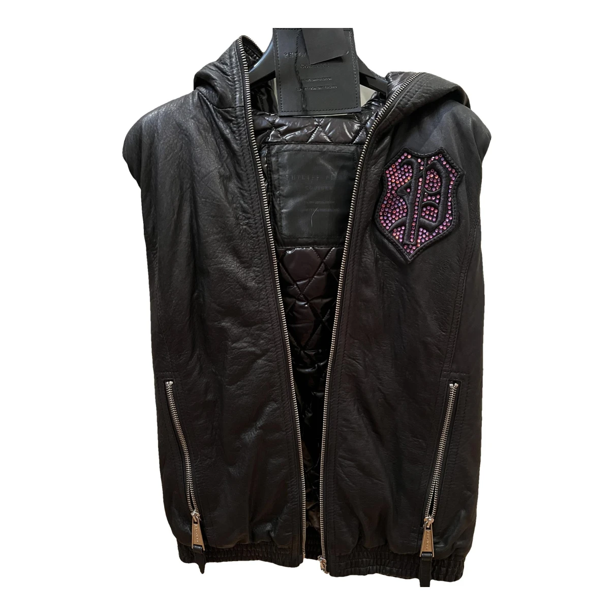 Pre-owned Philipp Plein Leather Biker Jacket In Black