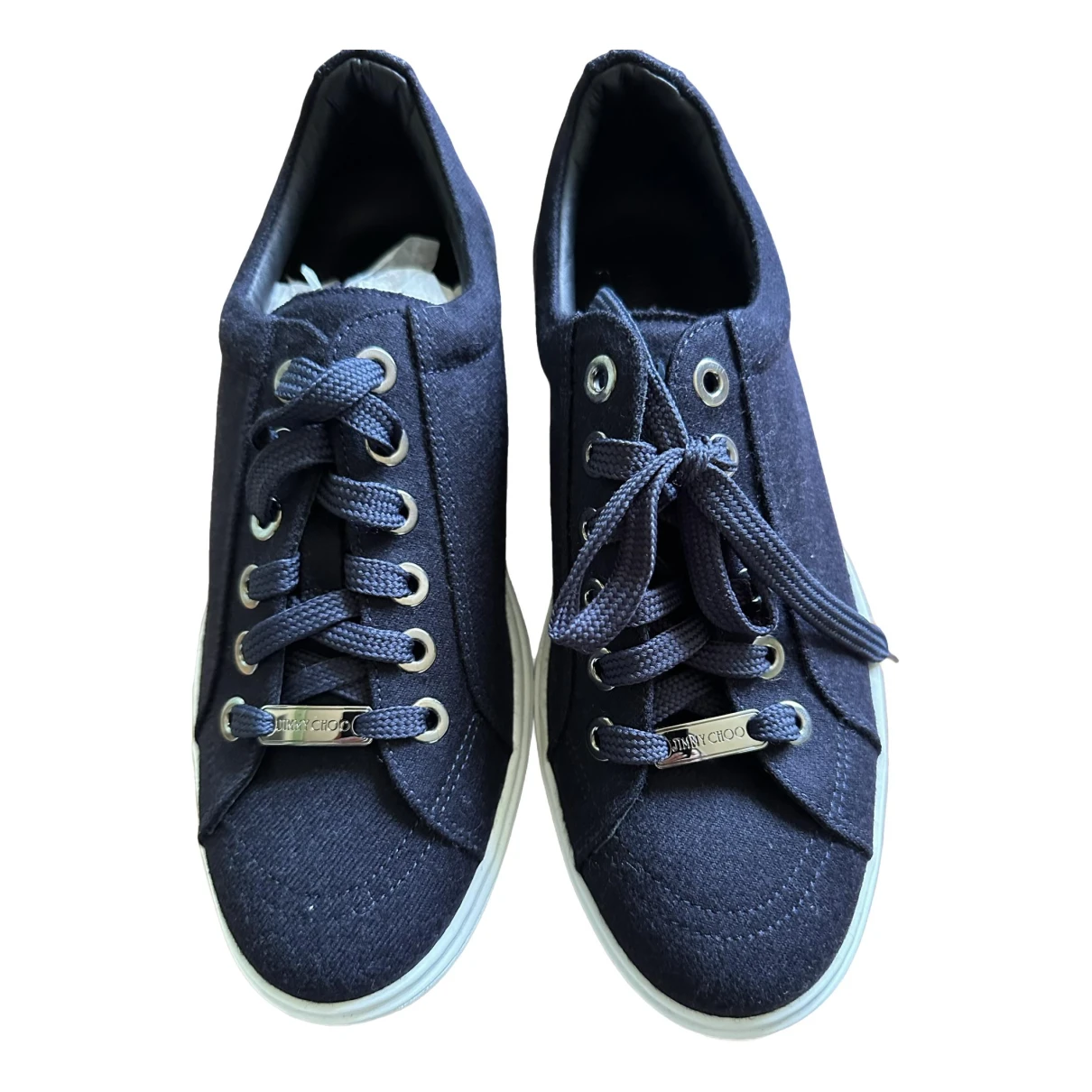 Pre-owned Jimmy Choo Cloth Low Trainers In Blue