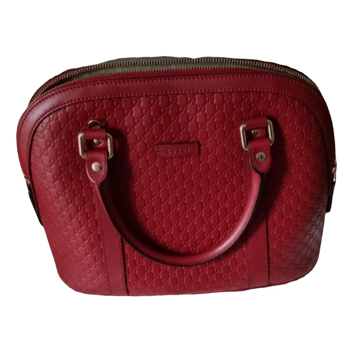 Pre-owned Gucci Dôme Leather Handbag In Burgundy
