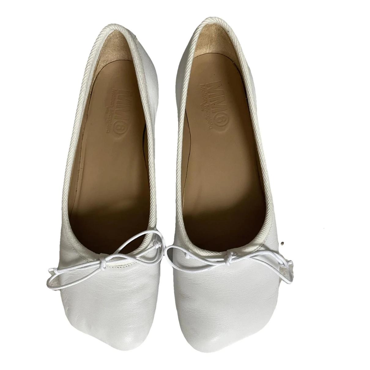 Pre-owned Mm6 Maison Margiela Leather Ballet Flats In White