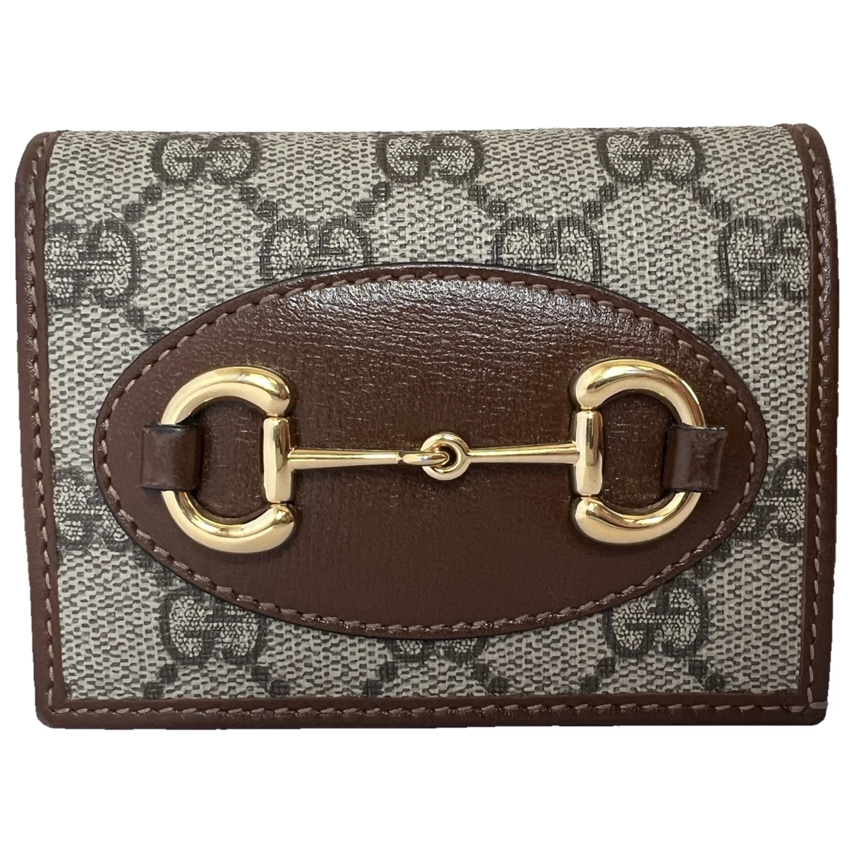 Pre-owned Gucci Horsebit 1955 Cloth Wallet In Brown