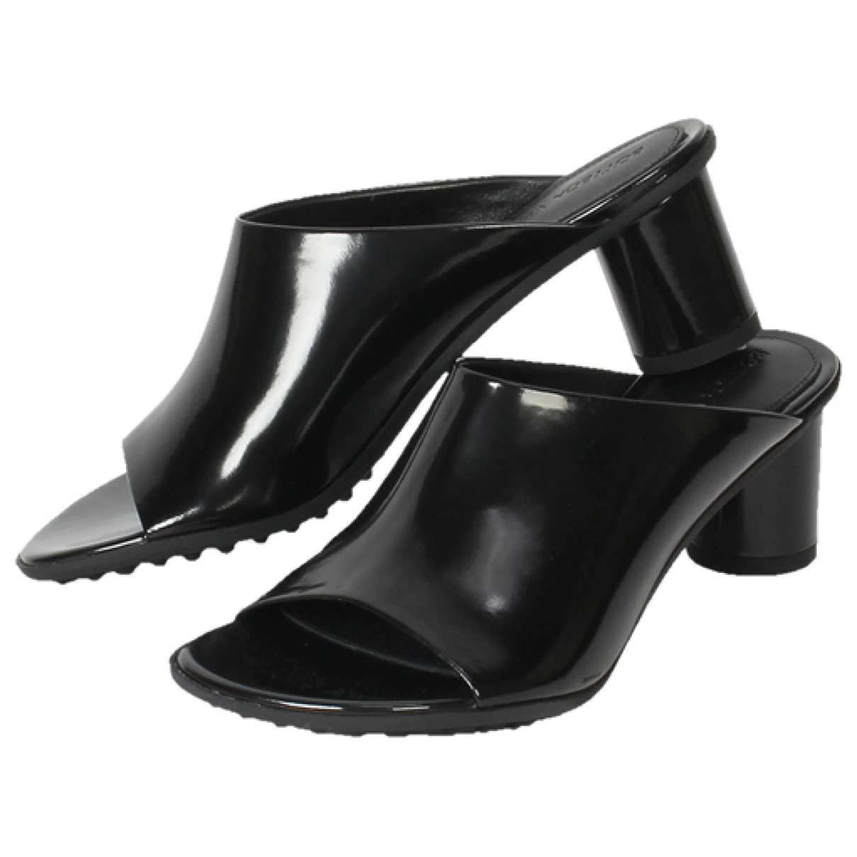 Pre-owned Bottega Veneta Atomic Patent Leather Sandal In Black
