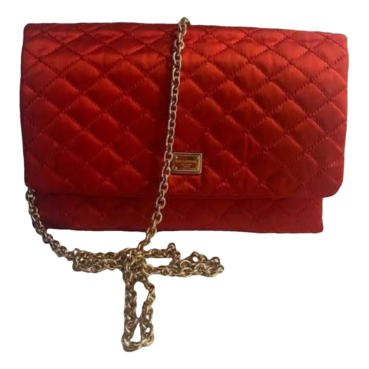 Pre-owned Dolce & Gabbana Miss Charles Cloth Handbag In Red