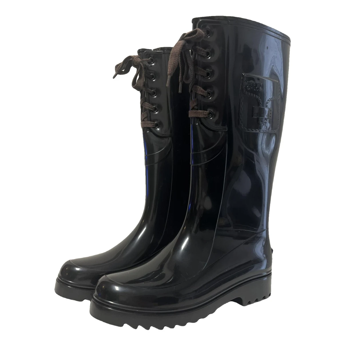 Pre-owned See By Chloé Wellington Boots In Black