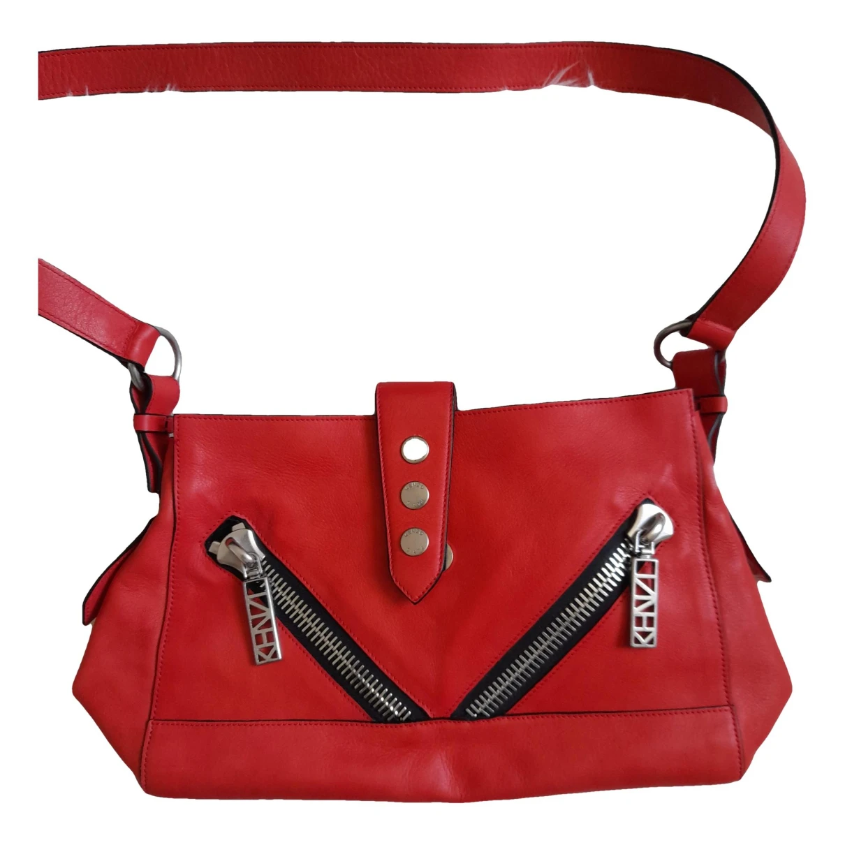 Pre-owned Kenzo Kalifornia Leather Crossbody Bag In Red