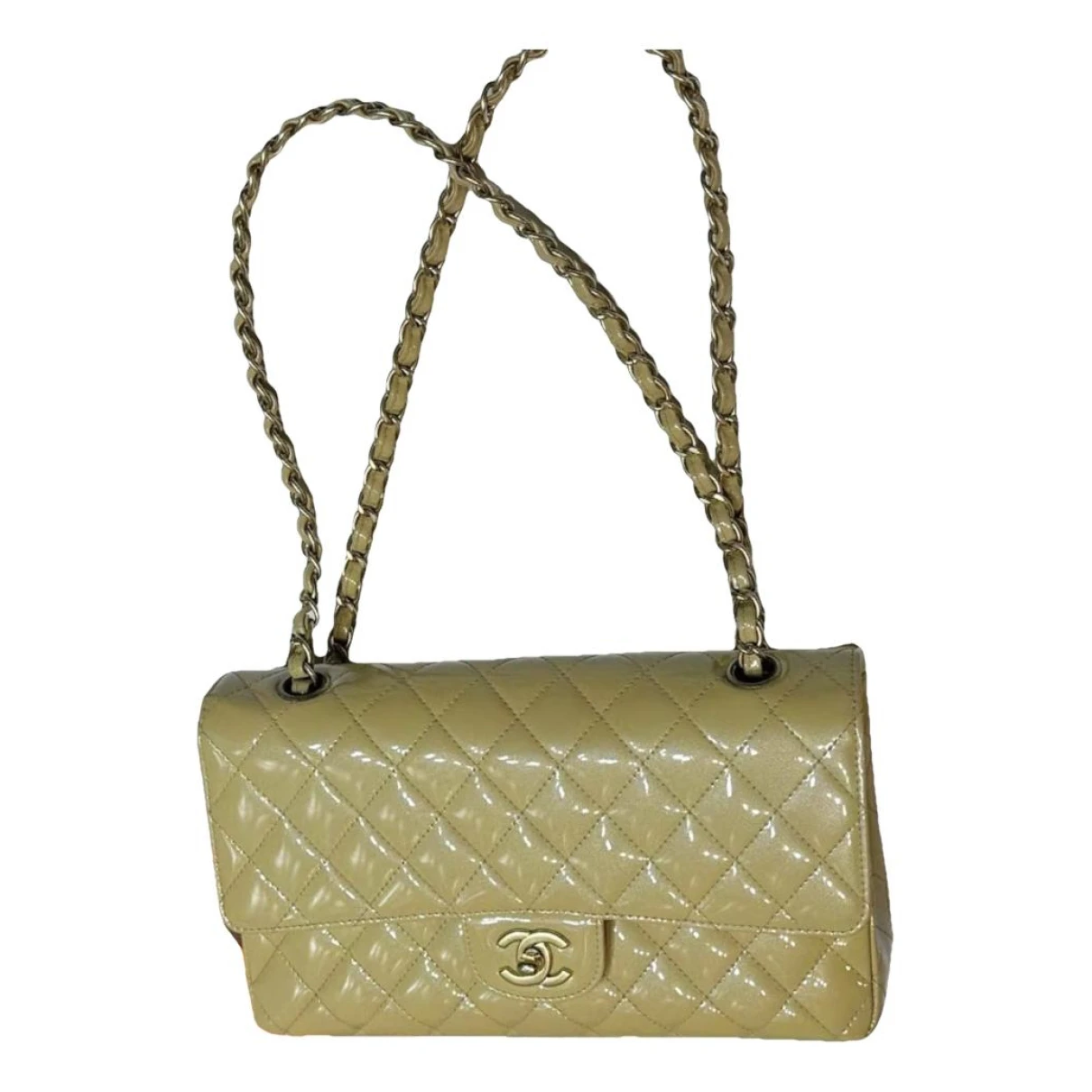 Pre-owned Chanel Timeless/classique Patent Leather Crossbody Bag In Yellow