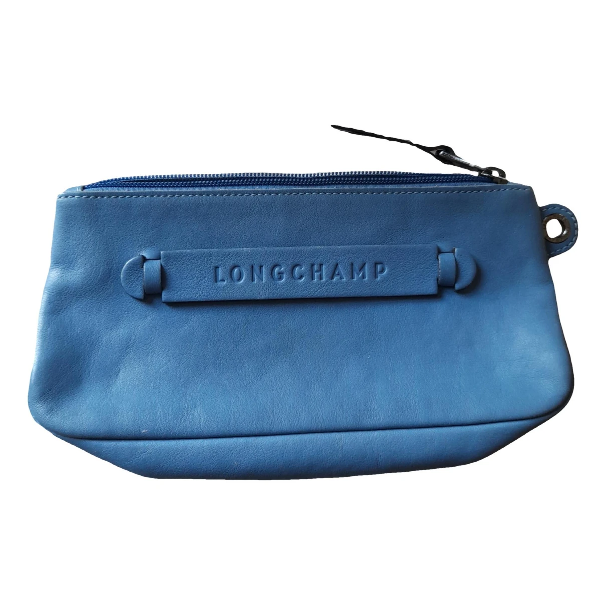 Pre-owned Longchamp 3d Leather Clutch Bag In Blue