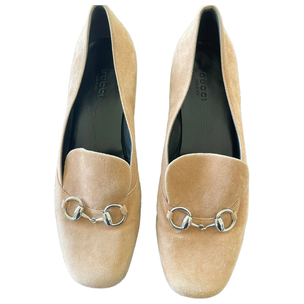 Pre-owned Gucci Brixton Flats In Beige
