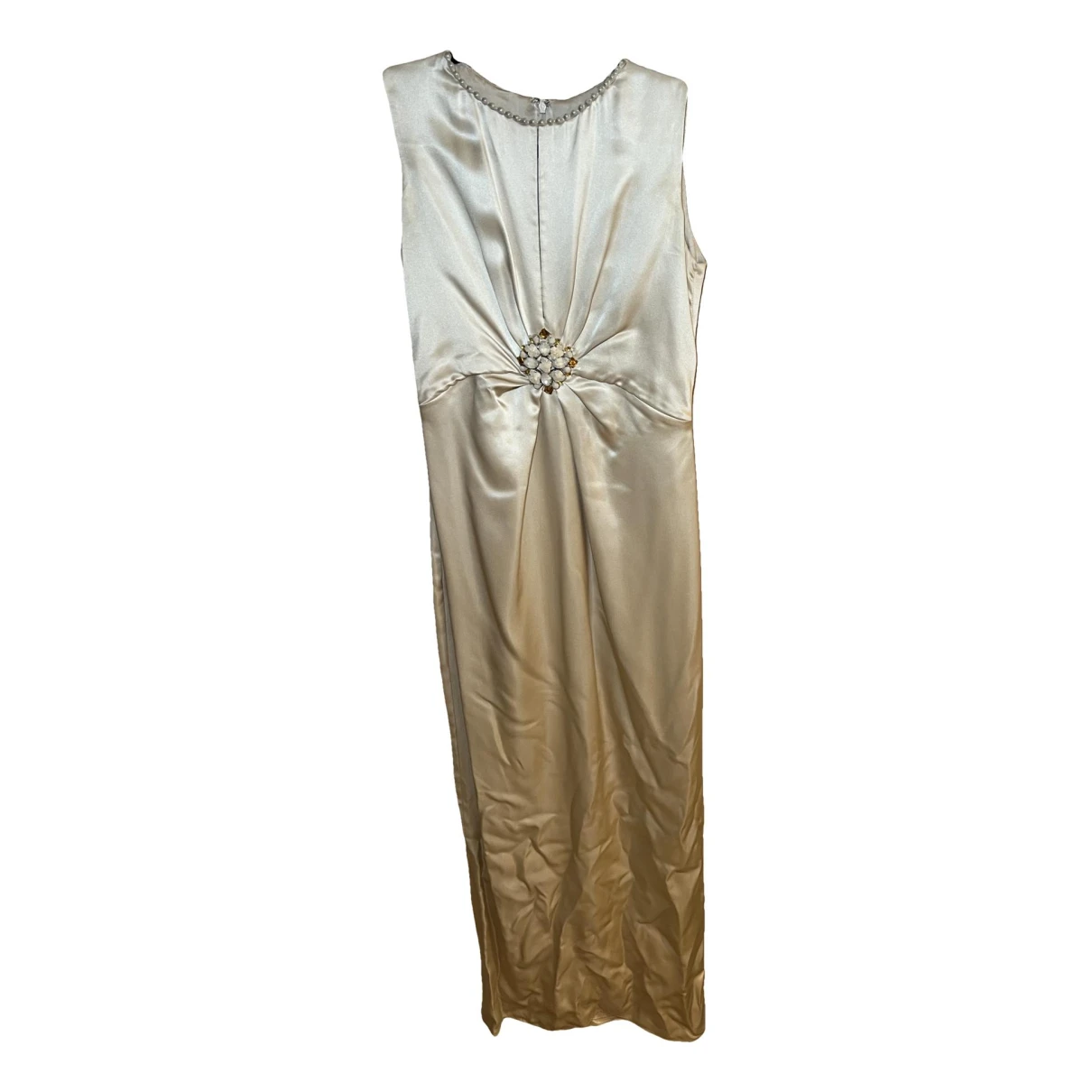 Pre-owned Jenny Packham Silk Maxi Dress In Beige