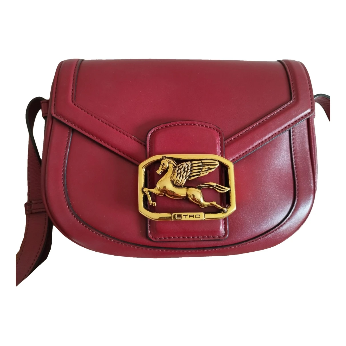 Pre-owned Etro Leather Crossbody Bag In Burgundy