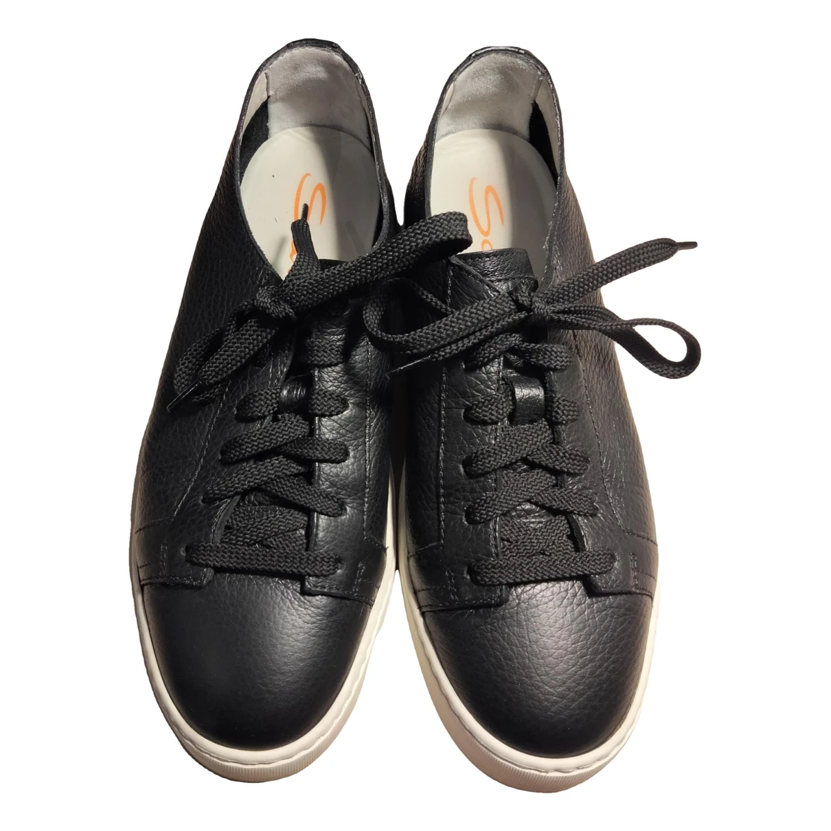 Pre-owned Santoni Leather Trainers In Black