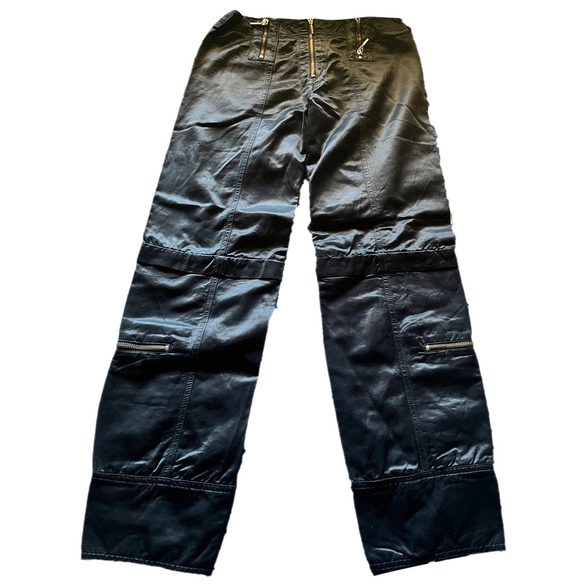 Pre-owned Plein Sud Silk Chino Pants In Black