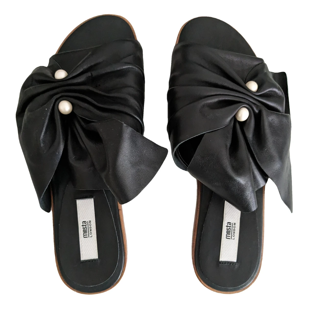Pre-owned Miista Leather Flats In Black