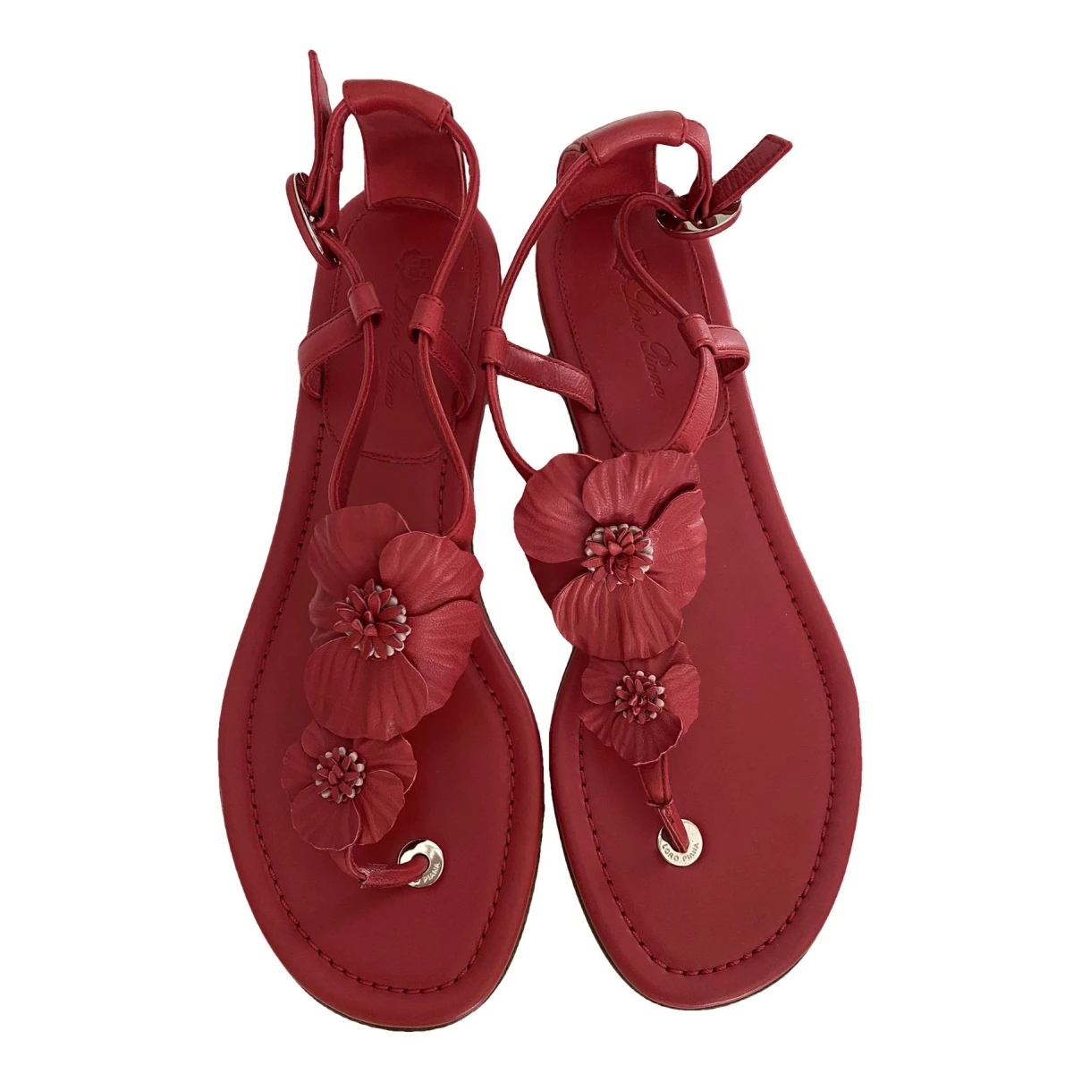 Pre-owned Loro Piana Leather Sandal In Red