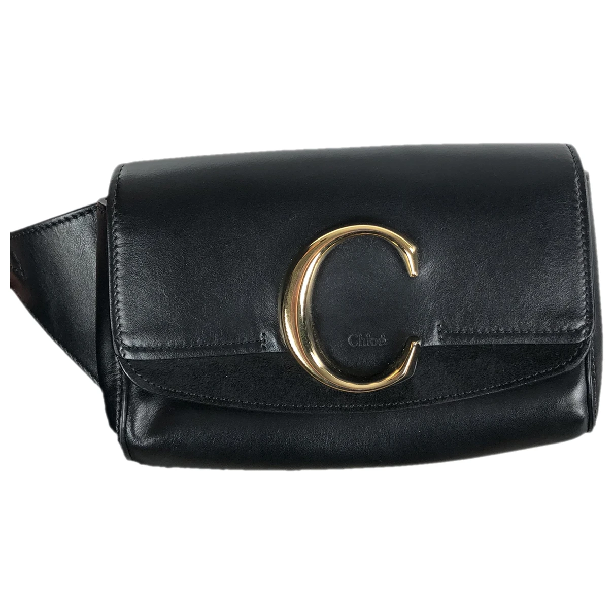 Pre-owned Chloé C Leather Handbag In Black