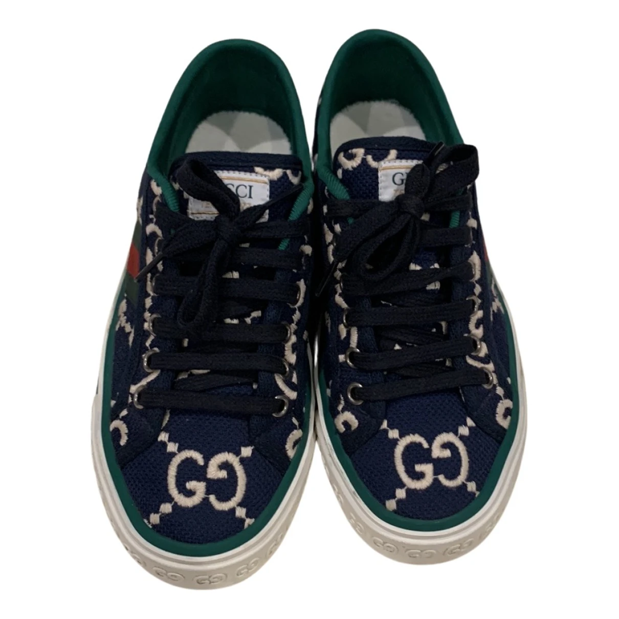 Pre-owned Gucci Cloth Trainers In Blue