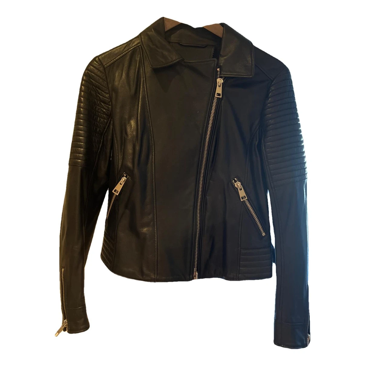 Pre-owned Baldinini Leather Short Vest In Black