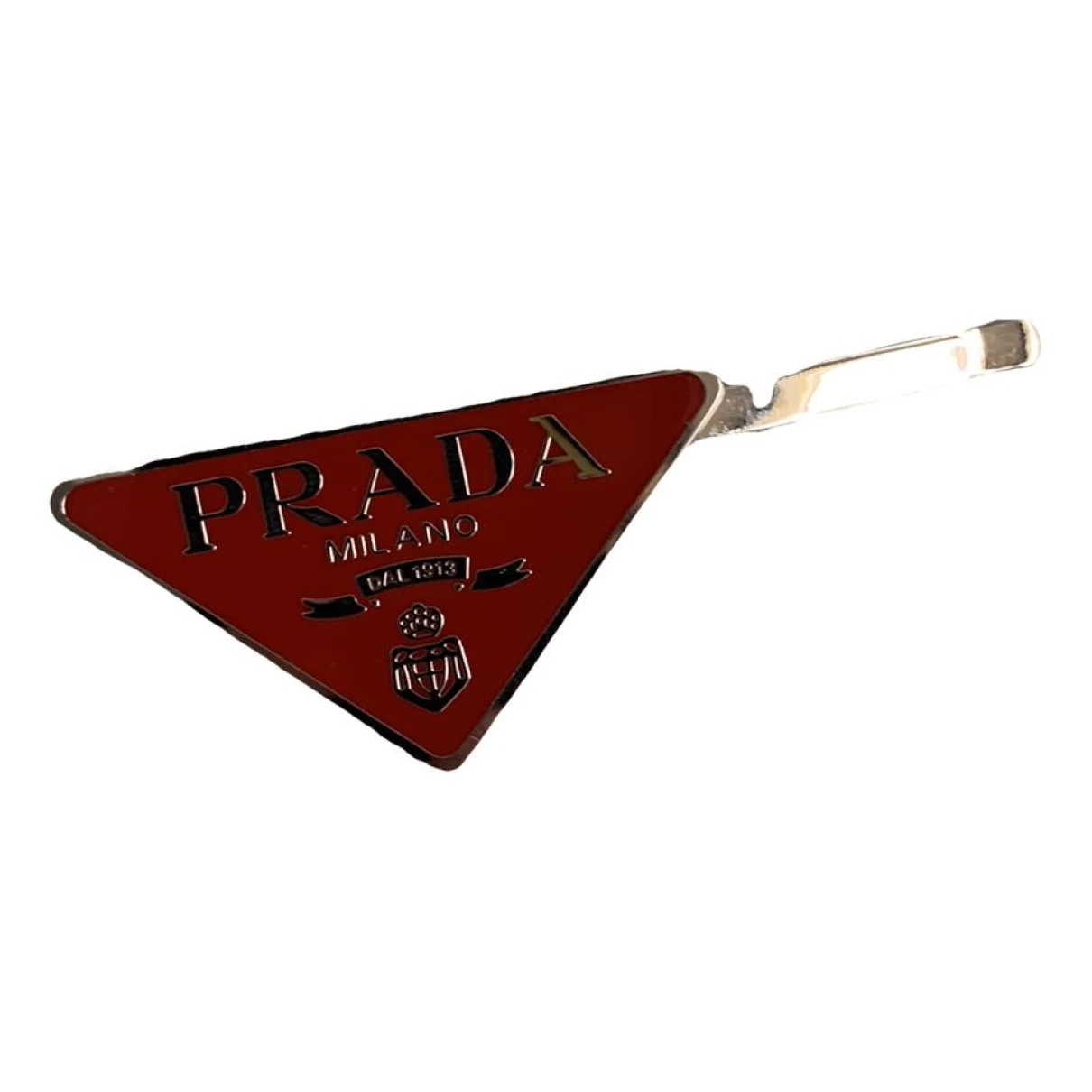 Pre-owned Prada Triangolo Hair Accessory In Red