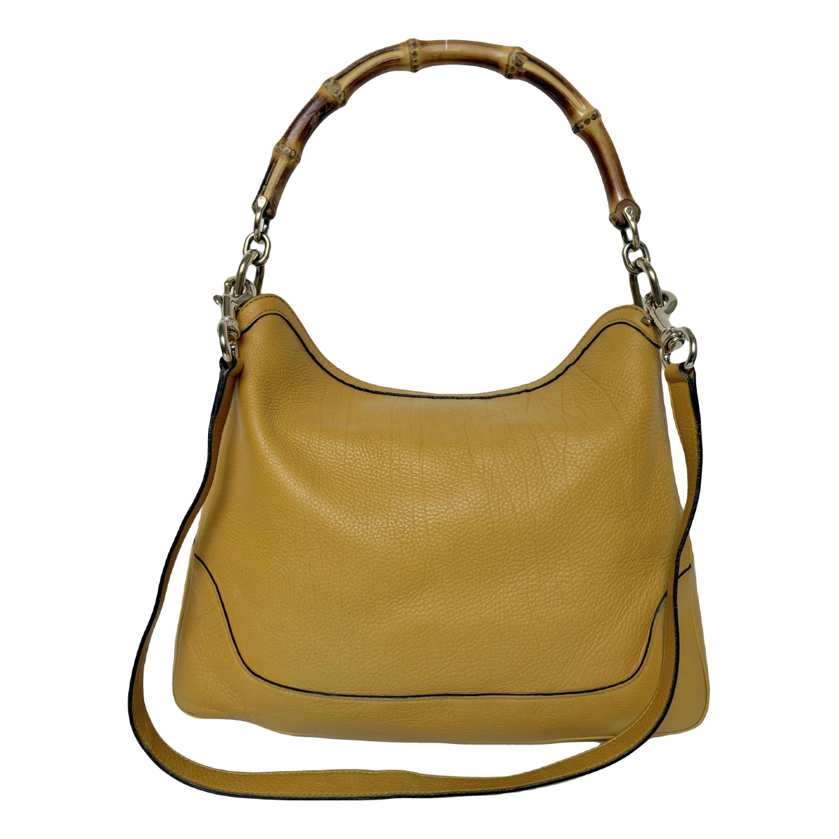 Pre-owned Gucci Bamboo Top Handle Leather Handbag In Yellow