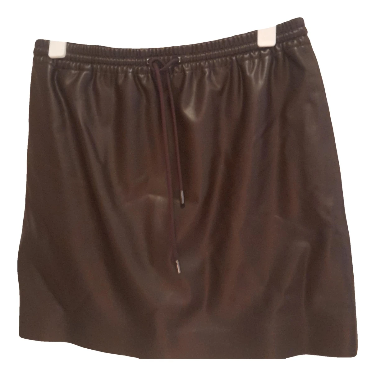 Pre-owned Theory Leather Mini Skirt In Brown