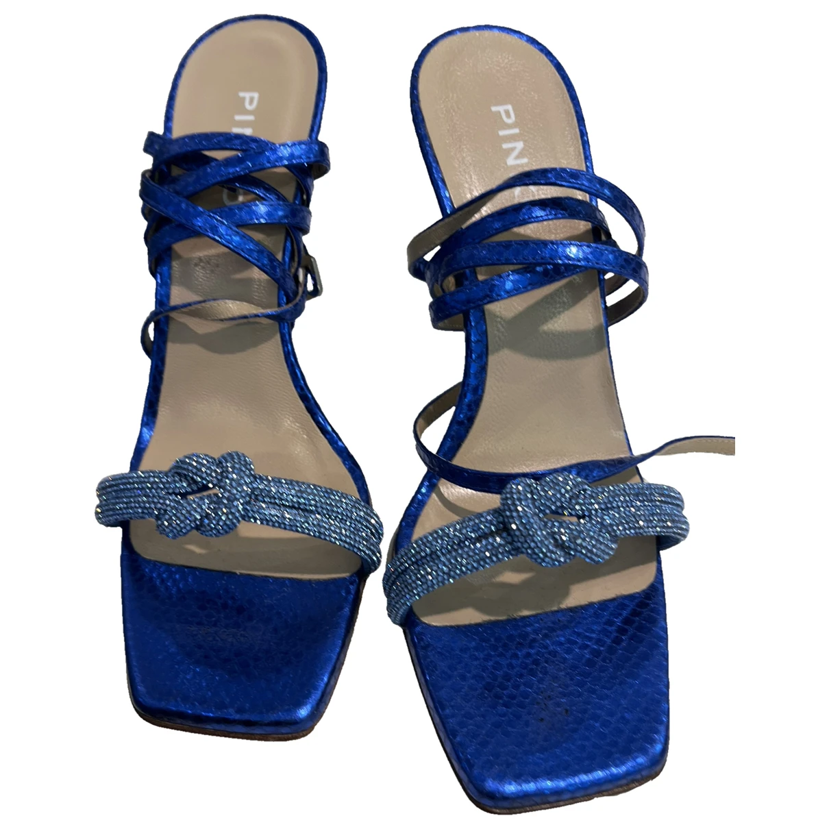 Pre-owned Pinko Leather Sandal In Blue