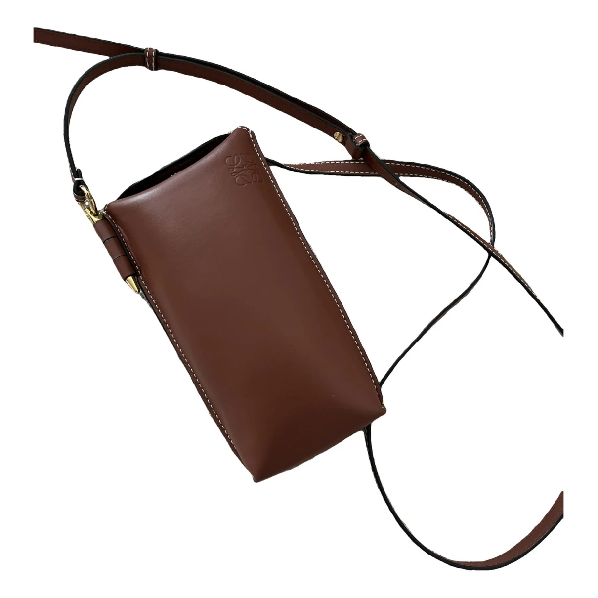 Pre-owned Loewe Gate Pocket Leather Crossbody Bag In Brown
