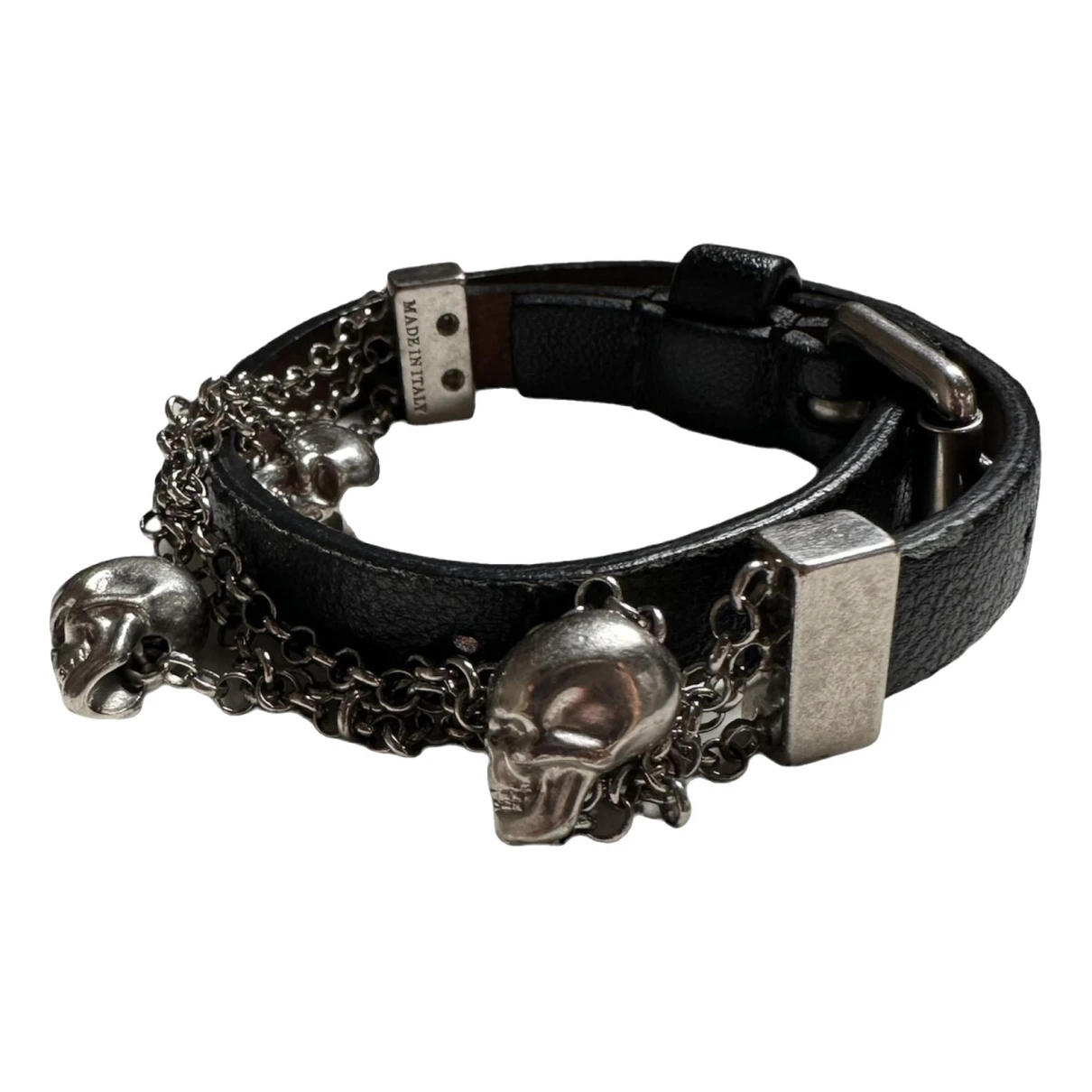 Pre-owned Alexander Mcqueen Leather Bracelet In Black