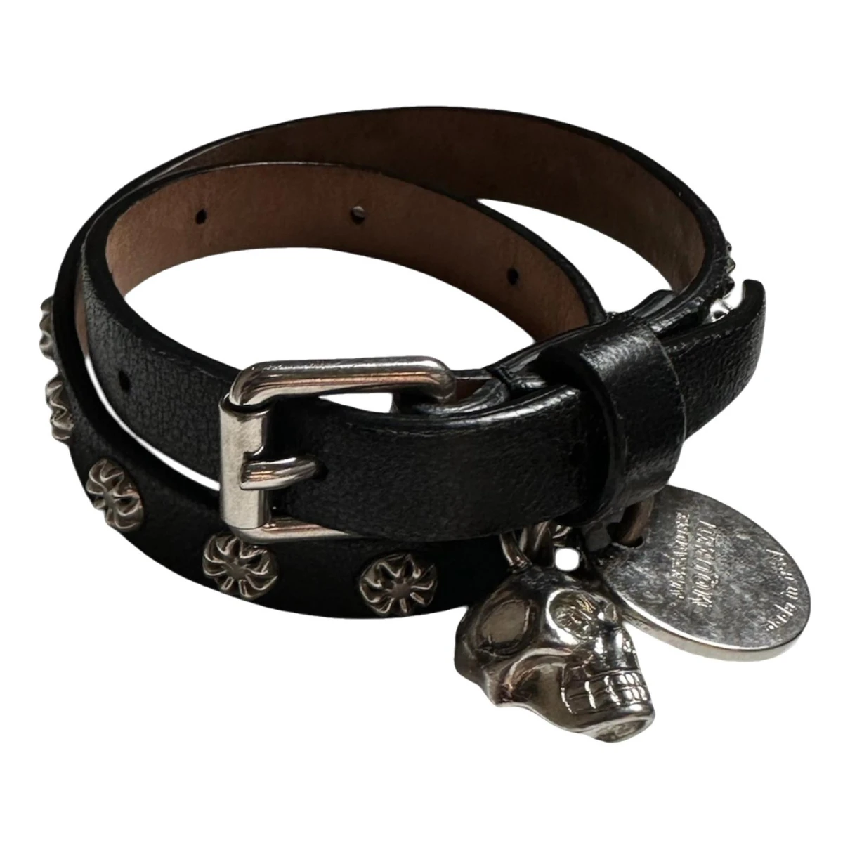 Pre-owned Alexander Mcqueen Leather Bracelet In Black