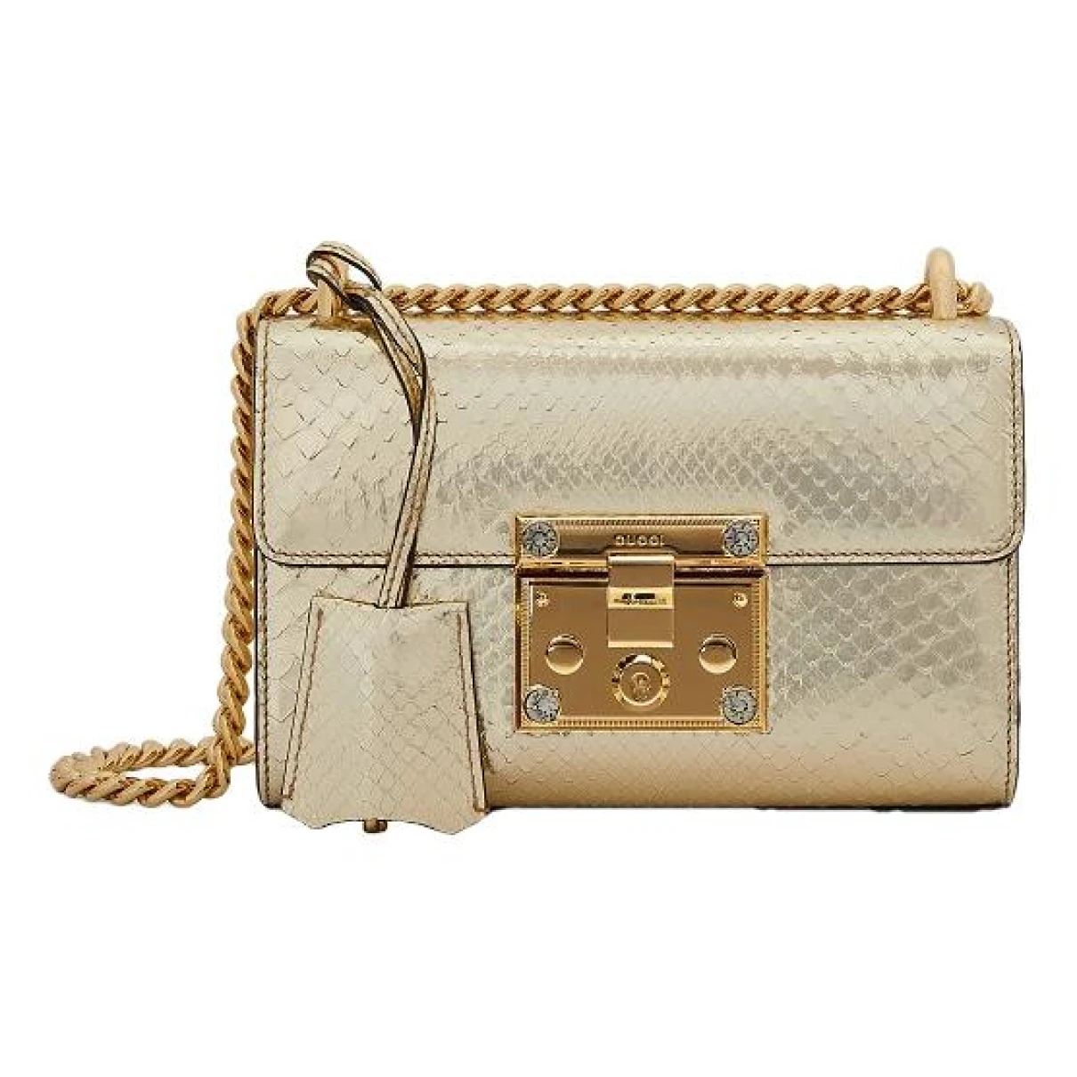 Pre-owned Gucci Padlock Leather Crossbody Bag In Gold