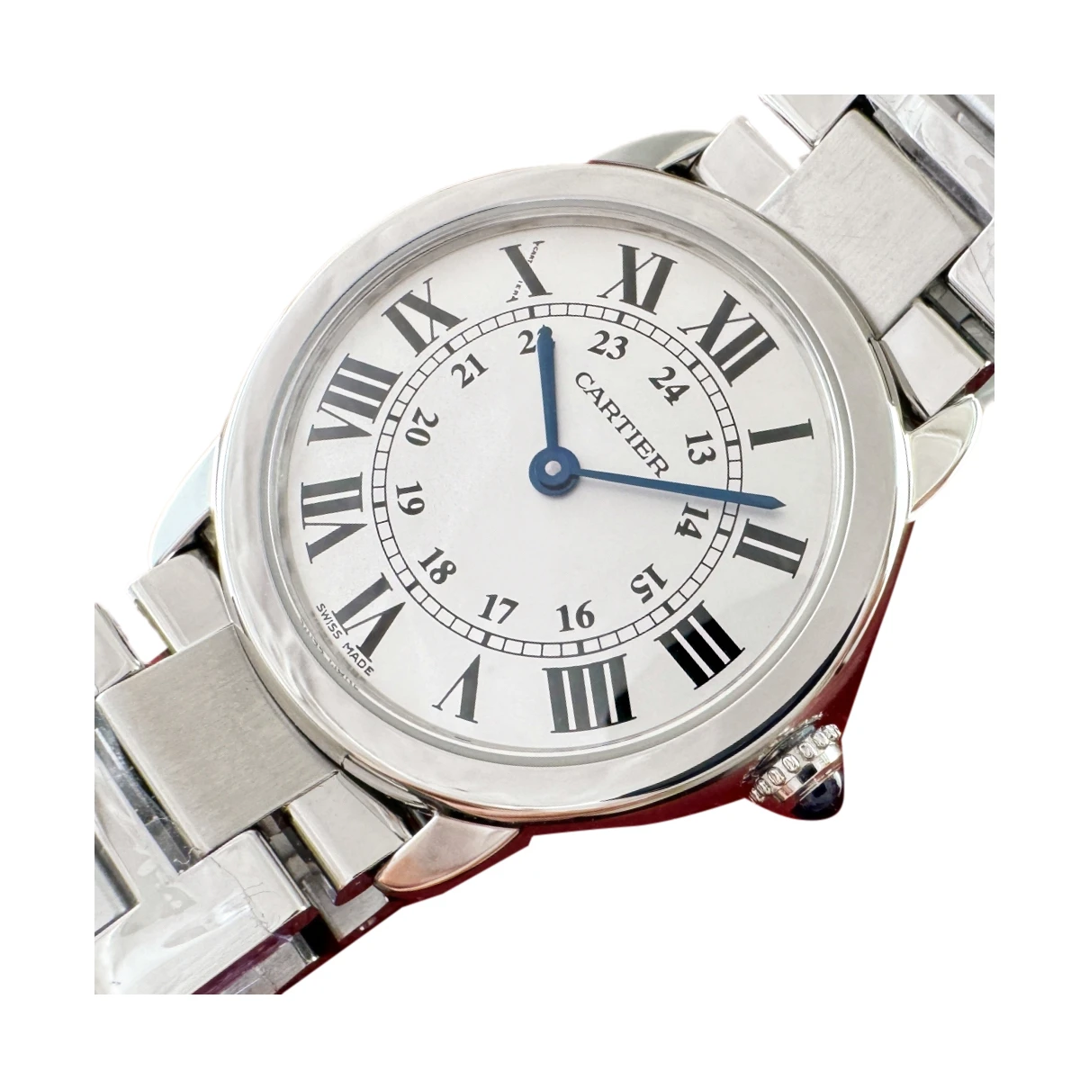 Pre-owned Cartier Santos Ronde Watch In Silver