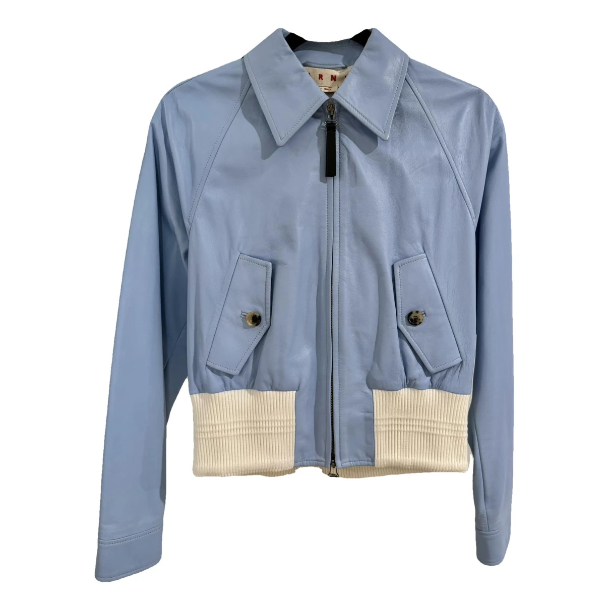 Pre-owned Marni Leather Jacket In Blue