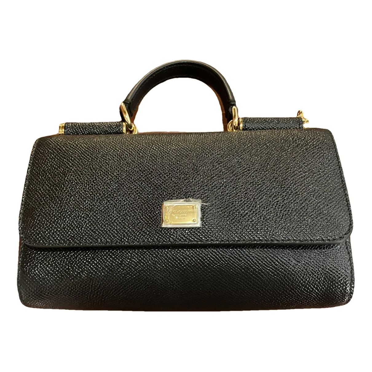 Pre-owned Dolce & Gabbana Sicily Leather Clutch Bag In Black