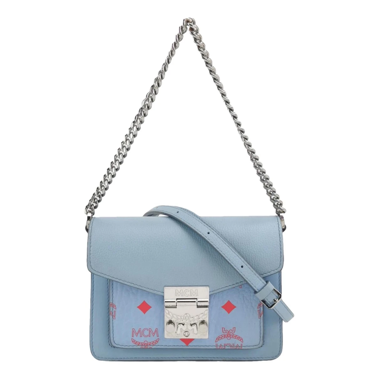 Pre-owned Mcm Patricia Leather Crossbody Bag In Blue
