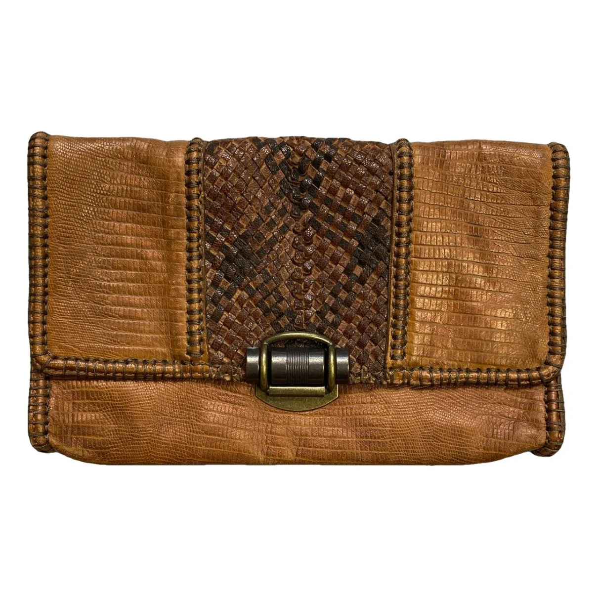Pre-owned Allsaints Leather Clutch Bag In Brown