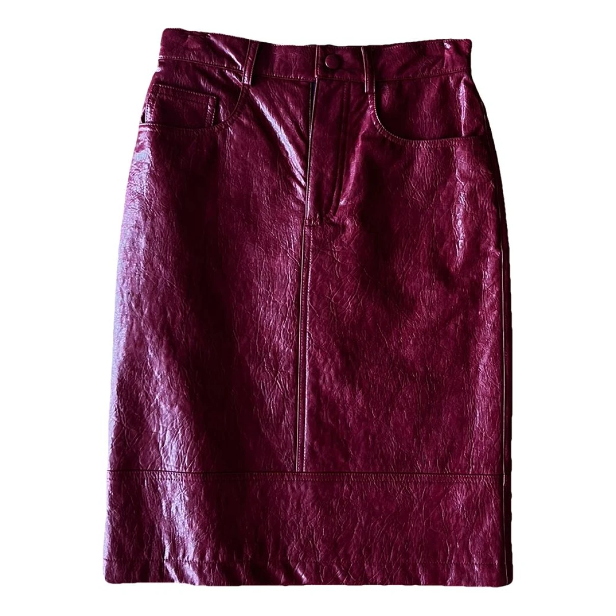 Pre-owned Msgm Vinyl Mid-length Skirt In Red
