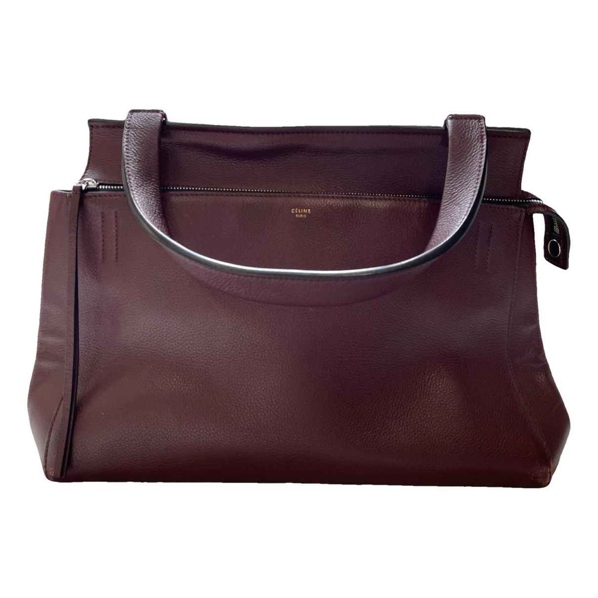Pre-owned Celine Edge Leather Handbag In Burgundy