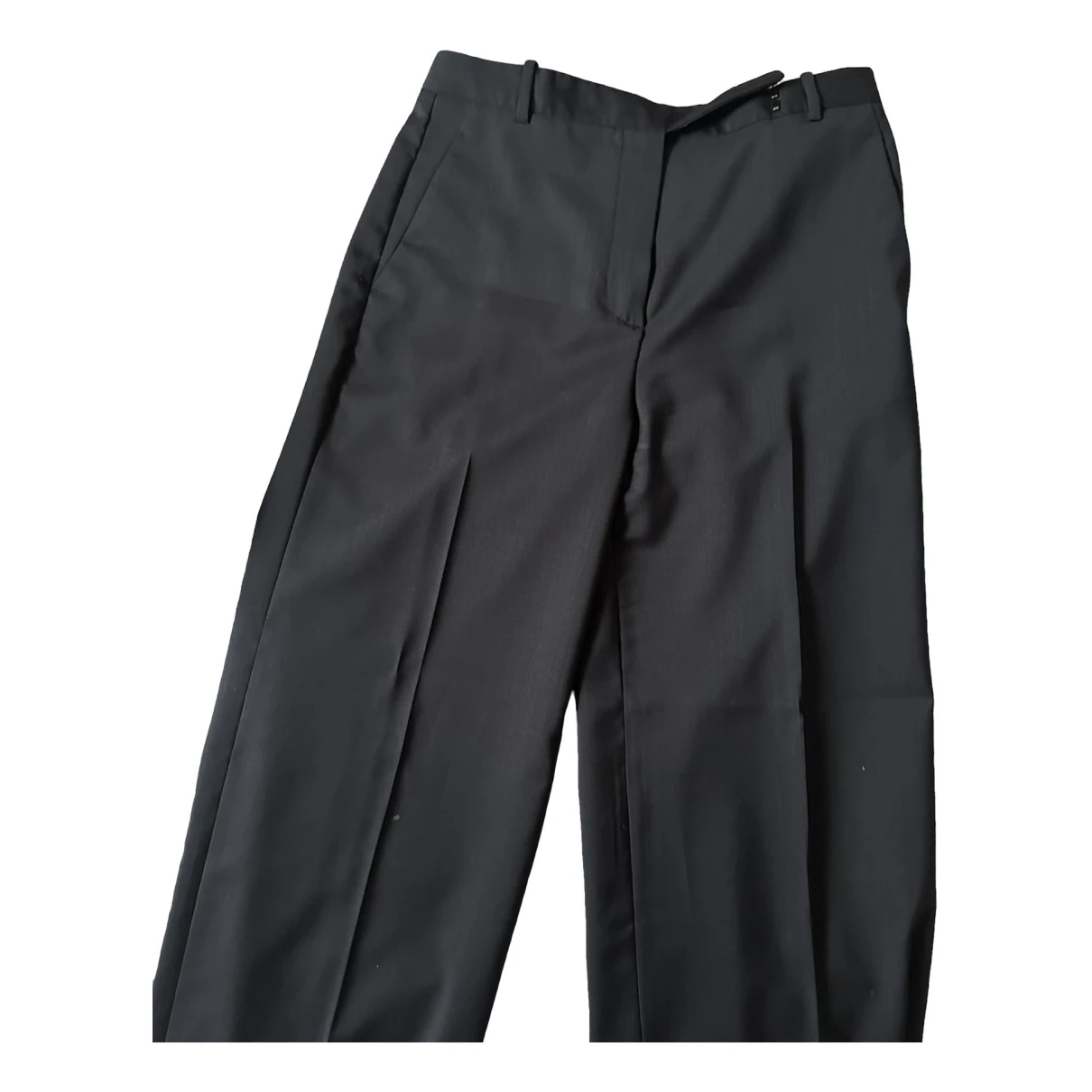 Pre-owned Massimo Dutti Wool Trousers In Black