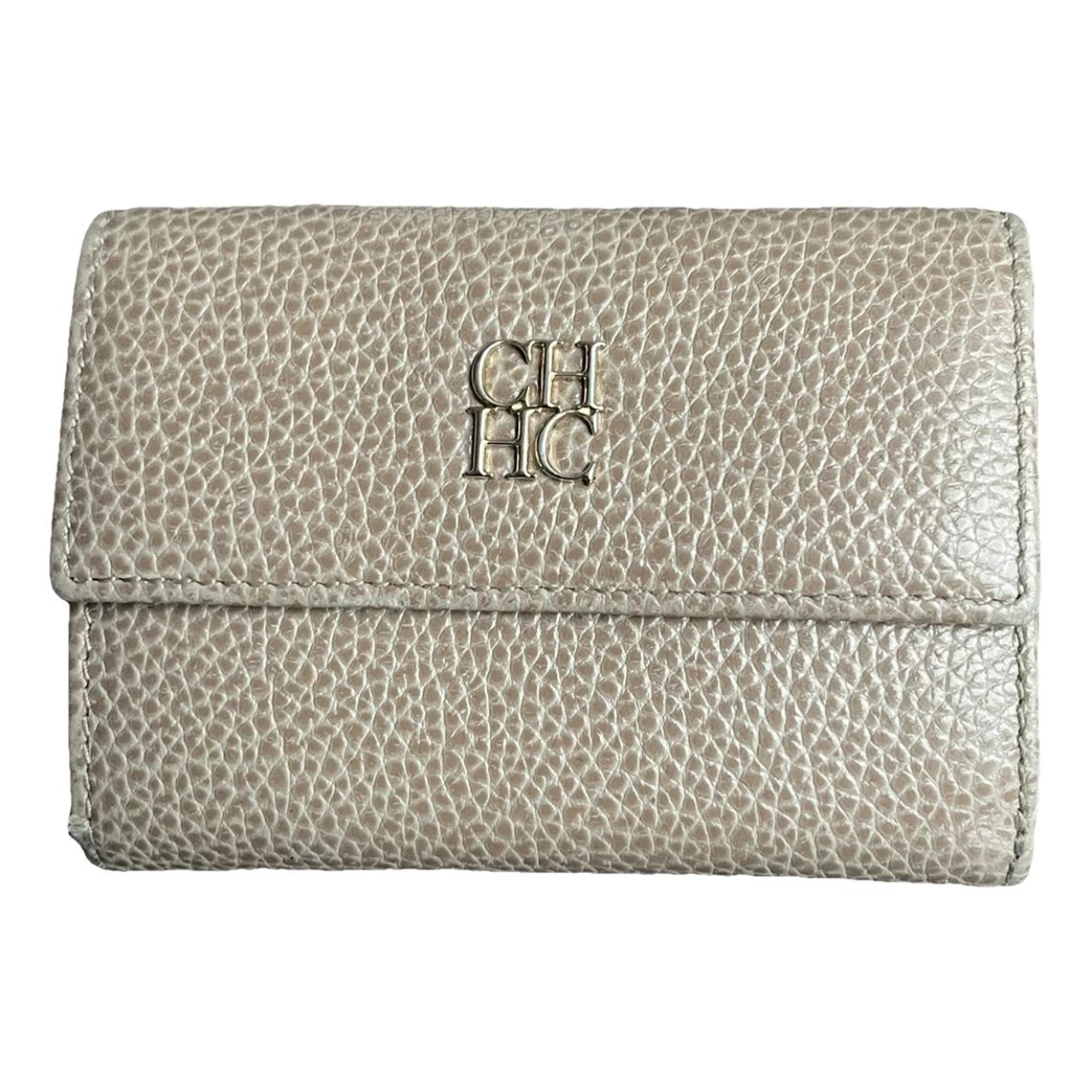 Pre-owned Carolina Herrera Leather Wallet In Beige